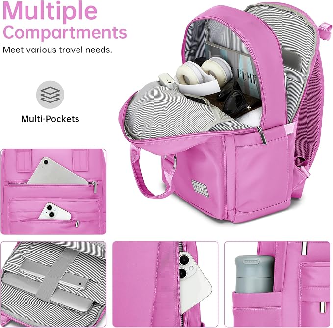 Carry On Luggage 22x14x9 Airline Approved, 22 Inch PP Hardshell Luggage Carry-on Suitcase with Spinner Wheels, Carry On Suitcase Set for Women (Hot Pink) - Image 4