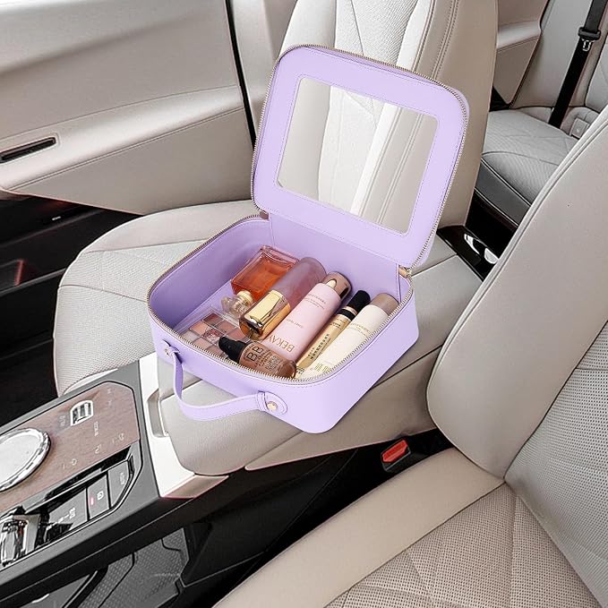 Pinkmik Clear Makeup Bag for Women Waterproof Travel Cosmetics and Toiletries Case Portable Makeup Oaganizer Bag Clear Car Bag with Zipper (X/Purple, M+L) - Image 6