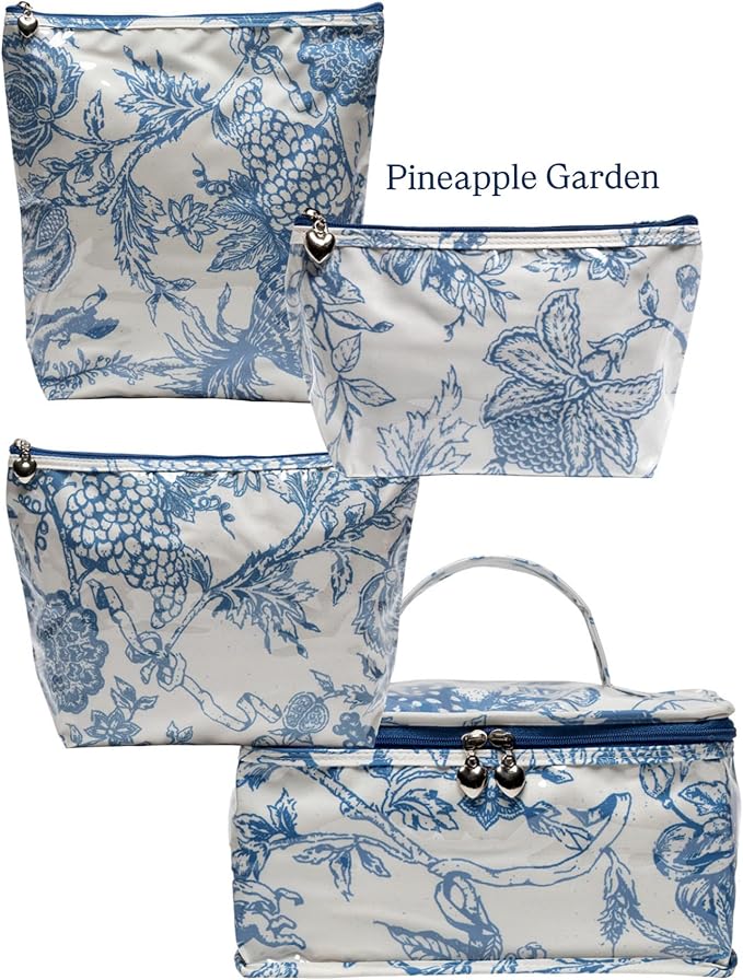 Jacaranda Living Large Makeup Bag – Water-Resistant Cosmetic & Toiletry Organizer with PVC-Lined Interior, Travel Makeup Case, Pineapple Garden - Image 4
