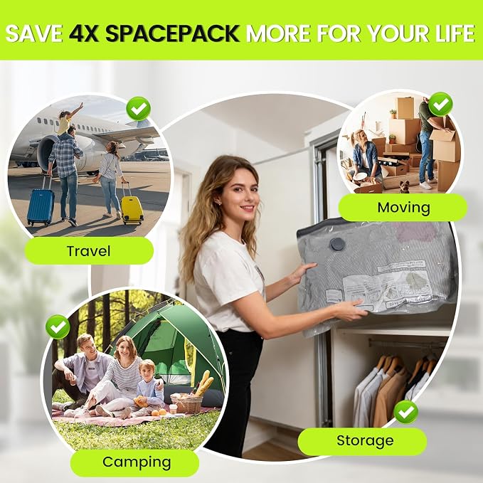 (17PACK) Travel Vacuum Bags with USB-Powered Pump (Plug to Work, No Battery) – Portable Vacuum Sealer for Travel & Home, Space-Saving Compression Bags for Clothes, Bedding & Seasonal Storage - Image 5
