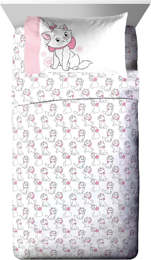 Disney Aristocats Marie Twin Comforter Set 5 Piece Kids Bedding, Pink | Bed in a Bag, Comforter Sheets Sham Pillowcase, Official Brand, Soft Microfiber, Machine Washable, Easy Care, Girls Gift - Image 7
