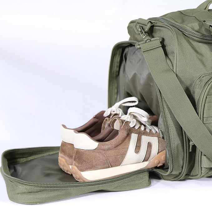 APRILBAY Duffel Bag – Heavy Duty Tactical Gym Bag for Men, Splashwater-Proof Weekender Travel Bag for Basketball, Football, Soccer, Hiking, and Hunting (Dark Green) - Image 6