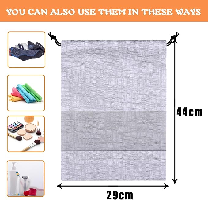 Kuber Industries Shoe Bags | Shoe Bags for Travel | Drawstring Shoe Storage Bags | Storage Organizers Set | Shoe Cover with Transparent Window | Shoe Pouches | Jute-Print | Pack of 8 | Gray - Image 3