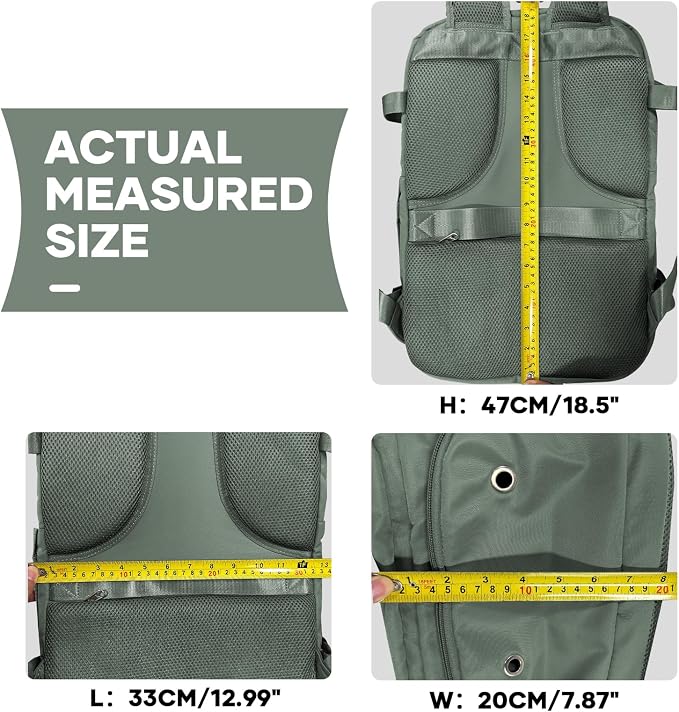 coowoz Large Travel Backpack For Women Men,Carry On Backpack Flight Approved,Hiking Backpack Waterproof Outdoor Rucksack Casual Daypack Fit 15.6 Inch Laptop Shoes Compartment,30L(Olive Green) - Image 8