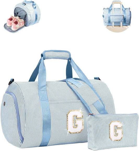 9 Year Old Girl Birthday Gifts, Girls Travel Duffle Bag, Kids Initial Overnight Bags with Shoe Compartment, Customized Weekender Bag with Makeup Pouch, Sweet 16 Gift for Daughter (Letter G) by Vogewood
