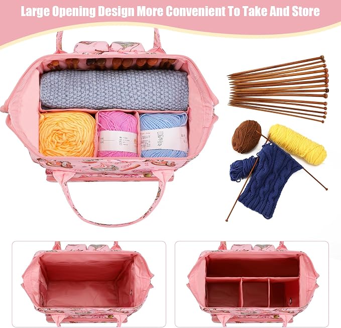crochet bag,knitting bagBackpack and Tote Bag Storage Bag ，Large capacityYarn Storage Organizer Travel Crochet Bag Women Carrying Crochet Accessories Knitting Needles Crochet - Image 2