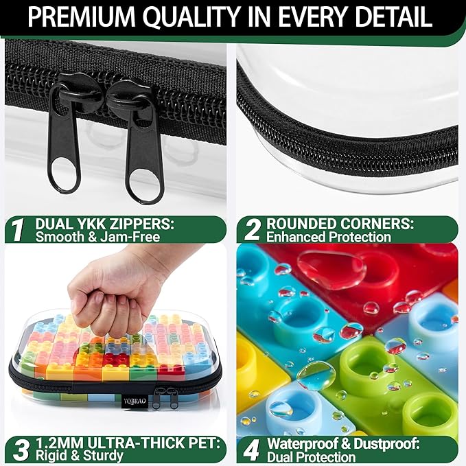 6 Pack Black Clear Hard Shell Beauty Organizer (2M+4S), 1.2mm Heavy Duty Crush-Proof Cosmetic Case, Reinforced YKK Zippers, Stadium Approved Security Bag for Skincare & Electronics, Multi-Size Set - Image 5