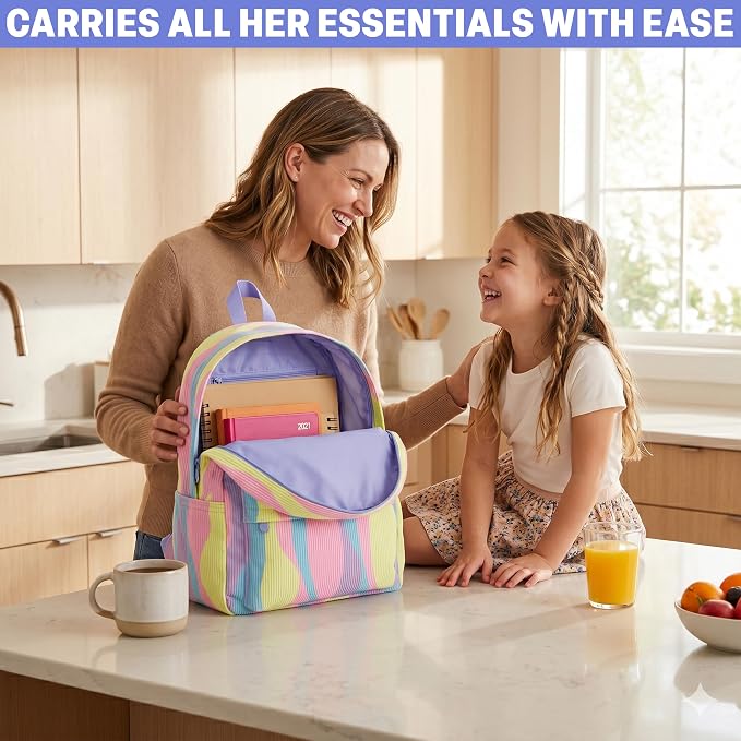 Get Trend Girls Corduroy Backpack 4 Piece Set | 17 inch Bookbag with Laptop Pocket, Insulated Lunch Bag, Pencil Case & Lanyard, Back to School Gifts for Girls - Image 6