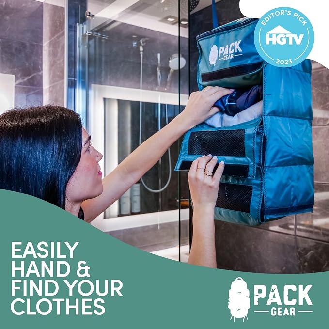 Pack Gear Hanging Luggage Organizer - Our Carry On Closet Insert Fits inside easily - Our Hanging Luggage Organizer Uses Velcro to Allow Instant Access to your Clothes (Mesh Green, Carry-On Size) - Image 4
