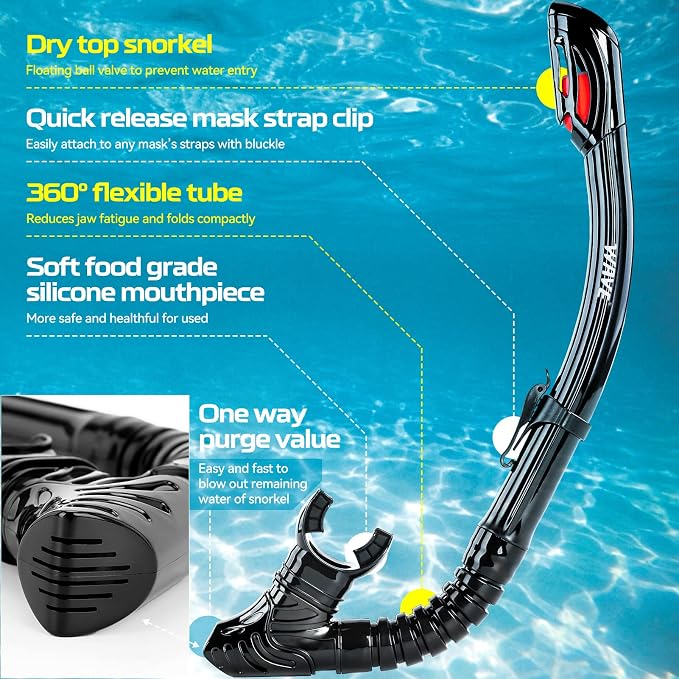 Nearsighted Snorkel Gear, Nearsighted Dry Snorkel Mask Set for Adult Youth, Nearsighted Anti Fog Diving Mask with Detachable Camera Mount & Adjustable Strap for Scuba Diving, Snorkeling, Freediving - Image 5