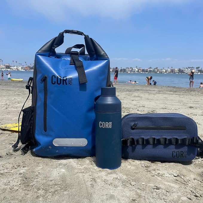 COR Surf Waterproof Dry Bag Backpack with Padded Laptop Sleeve Heavy Duty Roll-Top Pack (Dark Blue, 40L) - Image 8