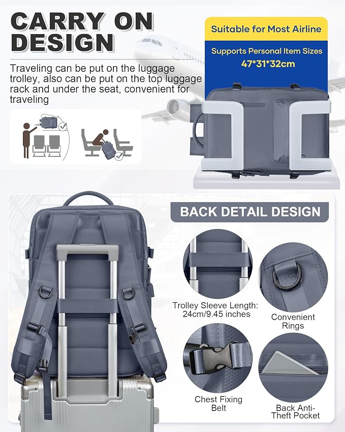 VGCUB Vacuum Backpack Travel with Pump, Vacuum Seal Compression Bags Laptop Backpack Personal Item - Image 5