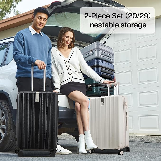 Hanke Luggage Sets 2 piece Carry On Luggage with Wheels PC Hard Shell Suitcases Lightweight Travel Luggage Travel Suitcase Woman Men 20/29 Inch (Blackish Green) - Image 9