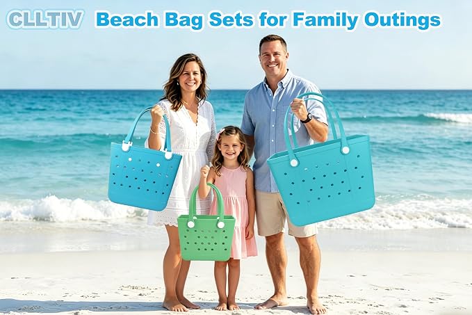Rubber Beach Bag for Women, Waterproof Travel Tote Bags for Beach | Waterproof Sand-proof Tote Bags with Zipper Pocket, Durable Lightweigh Tote Bag for Outdoor - Image 8