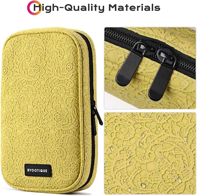 BYOOTIQUE Makeup Brush Bag Organizer Portable Multi Brush Holder Hand Bag | Travel Makeup Artist Bag,Cosmetic Organizer Pouch Zipper Bag,with Removable Mesh,for Brushes Cosmetics,Yellow - Image 6