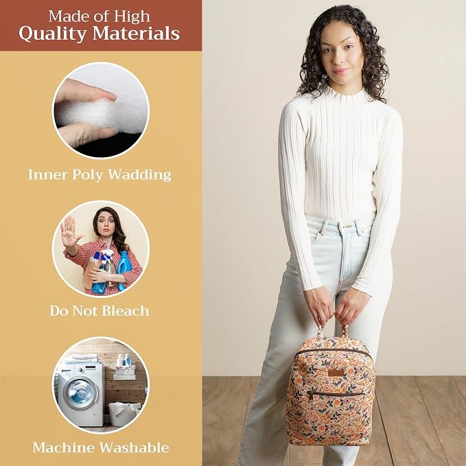 Maison d' Hermine Backpack for Women Men Cotton Shoulder Multipurpose Rucksack with Small Pouch Lightweight Multi Pocket Bag for Travel Work Beach Perfect for Spring Summer (Floral Rain) - Image 3