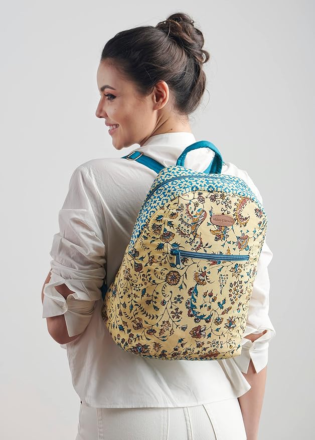 Maison d' Hermine Backpack for Women Men Cotton Shoulder Multipurpose Rucksack with Small Pouch Lightweight Multi Pocket Bag for Travel Work Beach Perfect for Spring Summer (Lakshmi) - Image 7