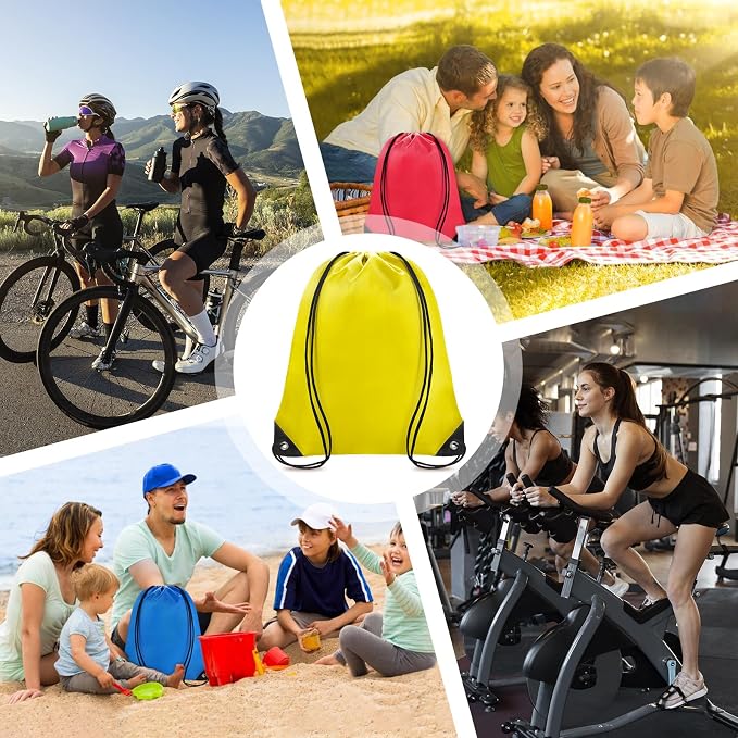 Grneric Drawstring Backpack Bulk 70Pcs String Backpack Drawstring Bags Cinch Bag Sackpack for Men Women Gym(Yellow) - Image 7