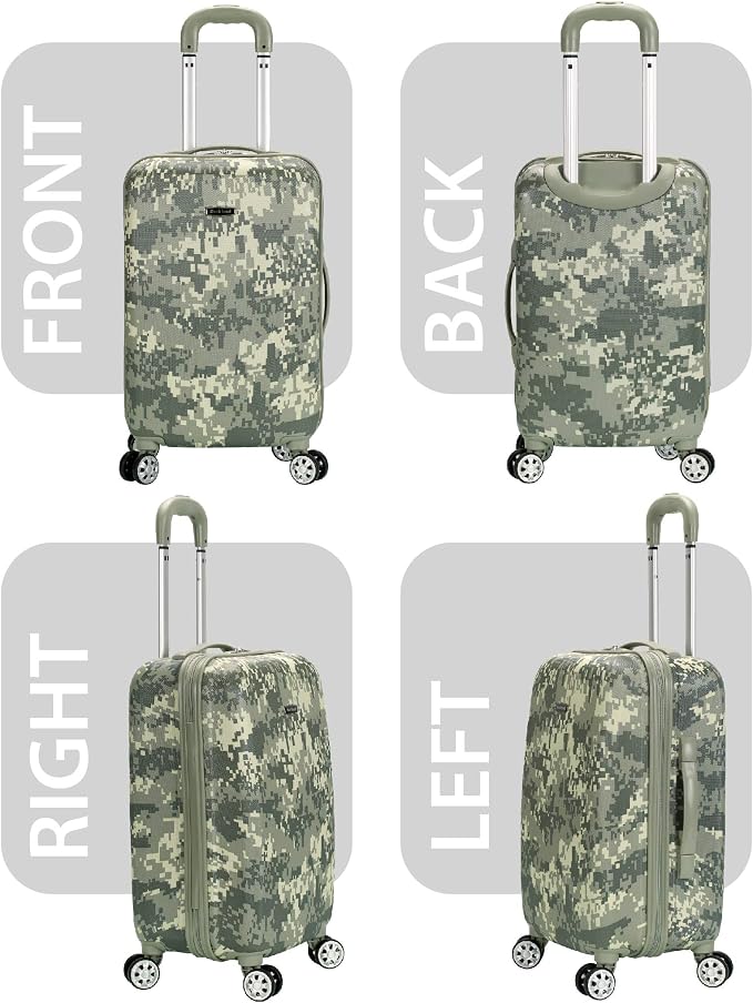 Rockland Safari Hardside Spinner Wheel Luggage, Carry-on 20", Acu Camo - Image 6