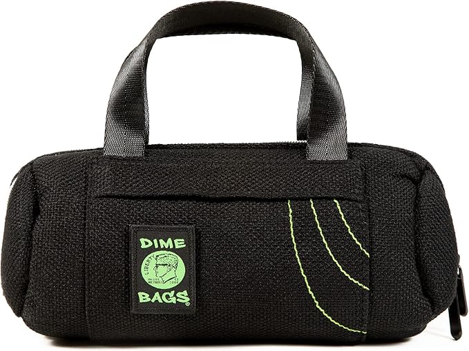 Dime Bags Padded Duffle Tube, Hemp Gear Bag with Heavy Padding for Glass, Electronics, Travel & Storage, With Exterior/Interior Pockets & Durable Handles (Black,10 Inch) by DIMEBAGS