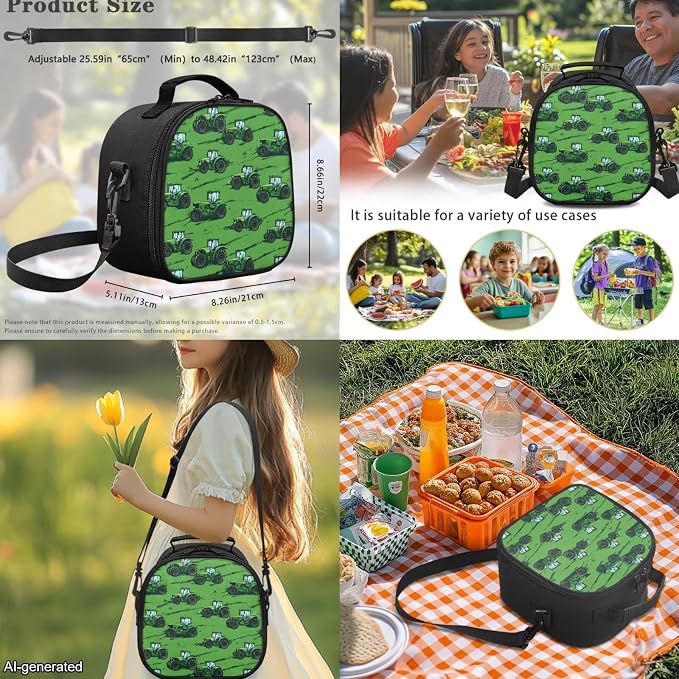 Tractor Boys School Bag with Lunch Box Pencil Case Water Bottle Sleeve Green 4 in1 Set Boys Backpacks Ages 8-10 6-8 Kids Bookbag for Elementary Middle Travel Outdoor Daypack - Image 5