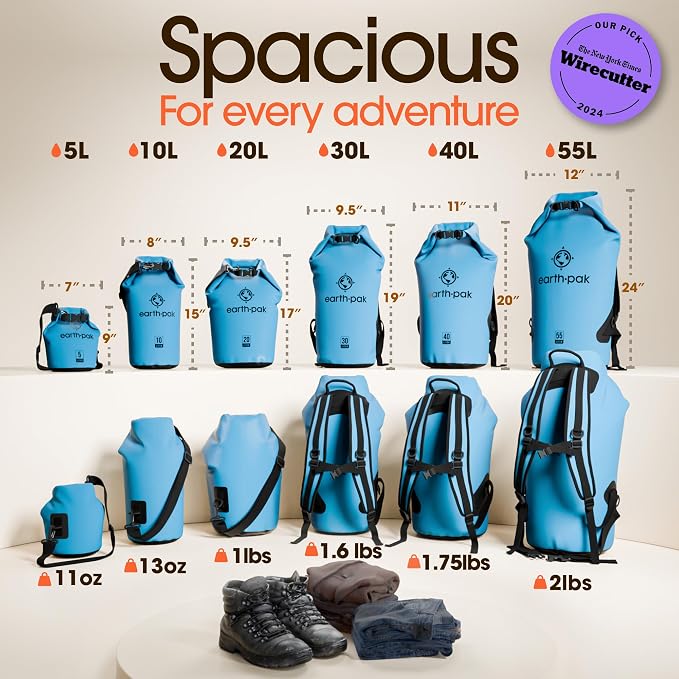 Earth Pak Waterproof Dry Bag - Roll Top Waterproof Backpack Sack Keeps Gear Dry for Kayak with Waterproof Phone Case - Image 2