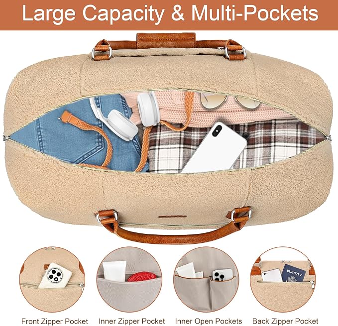 ITIEZY Weekender Overnight Bag for Women - Large Travel Duffel Bag with Shoe Compartment, Gym Duffel Bag Hospital Bag Carry On Tote Bags for Airplanes with Crossbody Bag Toiletry Bag 3Pcs Set - Image 4