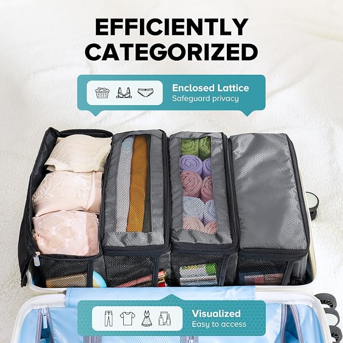 Suitcase Organizer, Travel Luggage Organizer Hanging Shelves Packing Cube Closet/Collapsible Portable Travel Organizer for Carry-on - Image 3