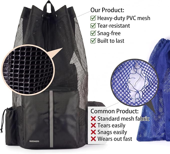 XL Mesh Scuba Diving Backpack, 110L Extra Large Dive Gear Bag with Multiple Pockets, Holds Mask Fins Wetsuit, Multipurpose Snorkeling Bag for Beach Kayaking Travel - Image 7