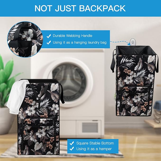 Bukere Laundry Backpack Bag for College Students Dorm Room Essentials, Extra Large Laundry Basket Hamper, Portable Freestanding Laundry Bag with Adjustable Shoulder Straps for Women Man Cruise - Image 4