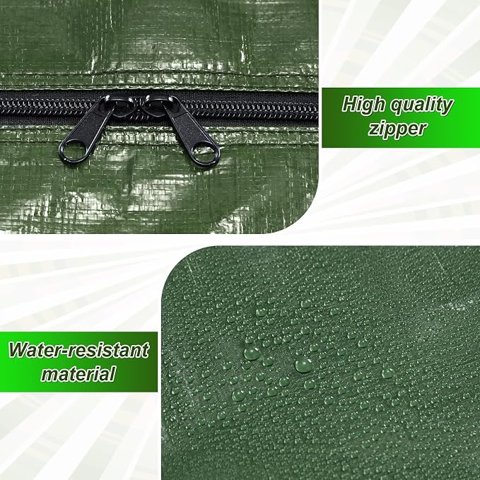 Windyun 4 Pack 98 Gallon Extra Large Moving Bags XXL Heavy Duty Storage Bag with Strong Zipper Handle Jumbo Big Tote Box Foldable for College Dorm Travel Clothes Duffle Blanket Pillow(Army Green) - Image 3