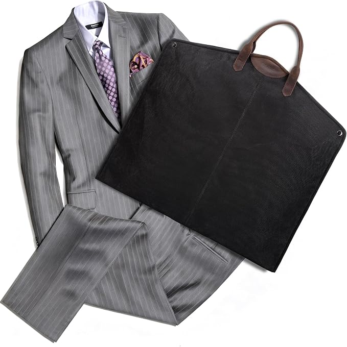 Polare 43” Waxed Canvas Full Grain Leather Trim Garment Bag for Travel, Large Carry on Business Suitcase Cover with YKK Zipper, Waterproof Hanging Suit Garment Cover with Handles,1 pack - Image 5