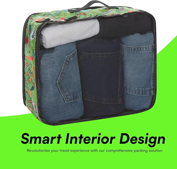 Teenage Mutant Ninja Turtles Packing Cubes - Leonardo, Raphael, Donatello, Michelangelo - TMNT 5 Piece Travel Luggage Organizer Set for Kids Teens Adults - Image 3