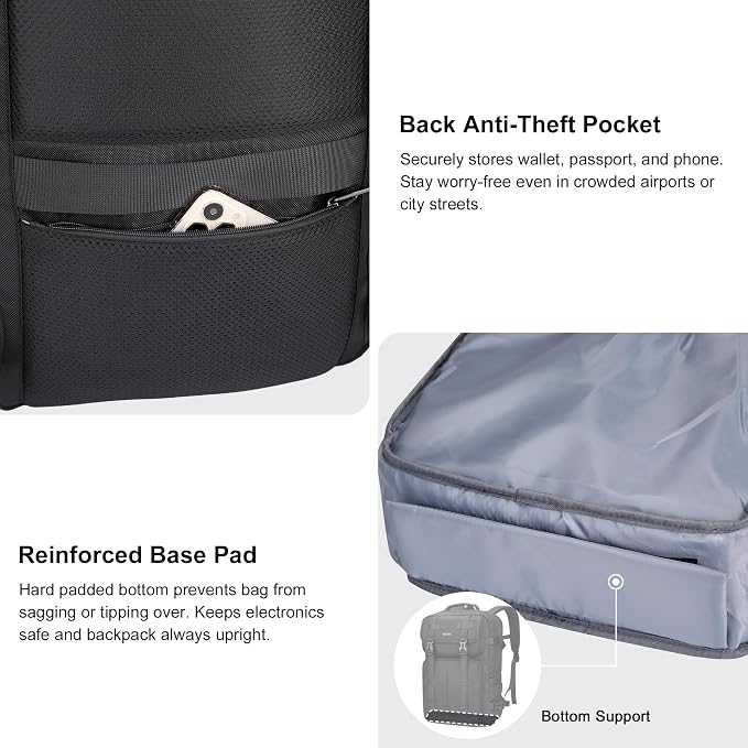 PIJUSHI Travel Backpack for Women, 3-In-1 Convertible Bag with Multi-Pocket | Carry On Luggage Duffle with 16" Laptop Compartment, Anti-Theft Back Pocket, USB Port for Daily, Airport - Image 7