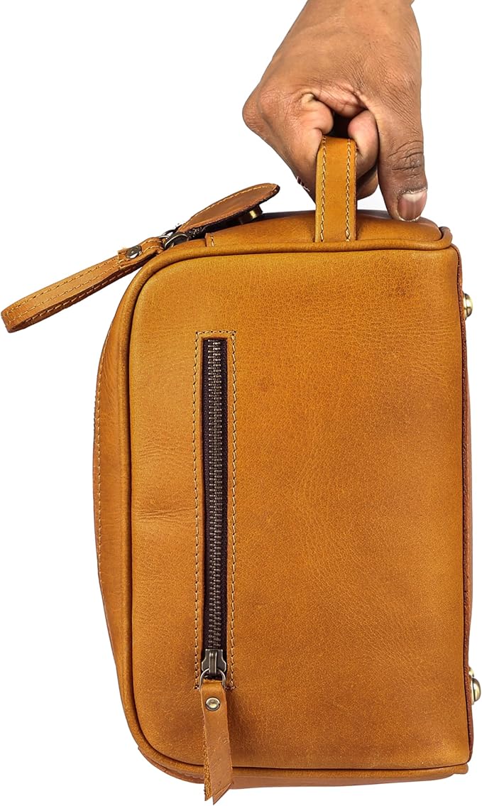 KomalC Travel Toiletry Bag – Premium Leather Dopp Kit for Men & Women with Water-Resistant Lining & Spacious Zippered Organizer - Image 5