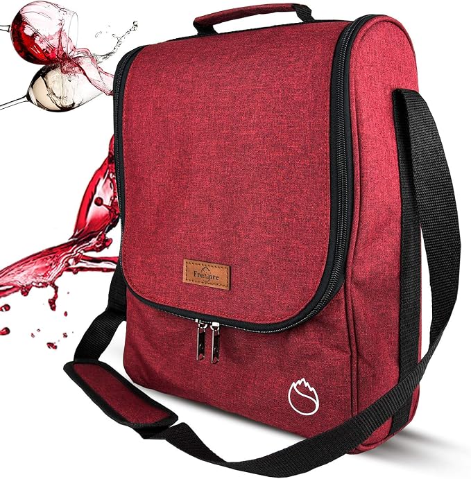 Insulated Wine 3 or 6 Bottle Carriers Tote Travel Cooler Gift Bag For Airplane Liquor With Padded Shoulder Strap by Freshore