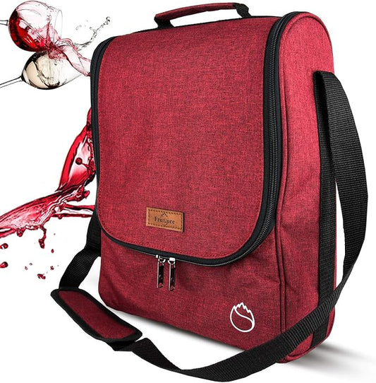 Insulated Wine 3 or 6 Bottle Carriers Tote Travel Cooler Gift Bag For Airplane Liquor With Padded Shoulder Strap by Freshore
