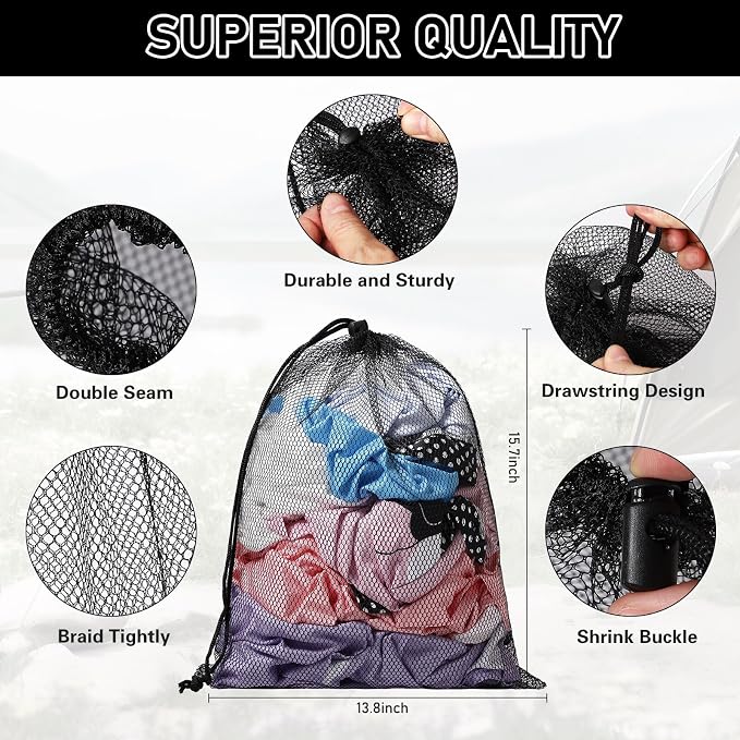 10PCS Durable Delicate Laundry Bag - Multicolor Nylon Mesh Bag - Small Gym Travel Beach Storage Bag - Locking Closure - For College, Gym, Yoga, Sport - Image 5