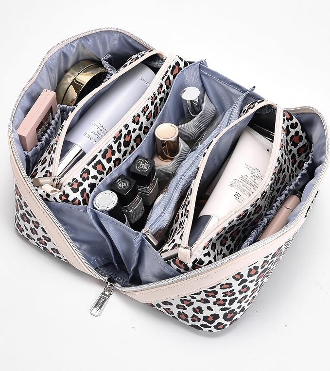 BOYATU Travel Makeup Bags Cosmetic Organizer Bag: 3 Pcs Set Large Capacity Make up Bag with Compartments - Waterproof Leather Toiletry Bags with Handle for Women (B-White) - Image 6