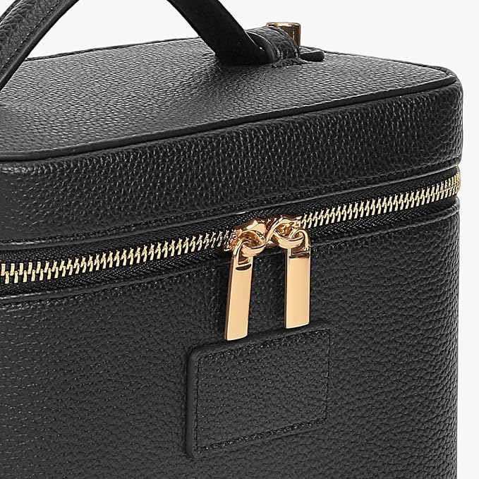 Makeup Bag Vanity Case with Removable Divider Travel Toiletry Bag Portable Cosmetic Bag Makeup Organizer Case (Black) - Image 4
