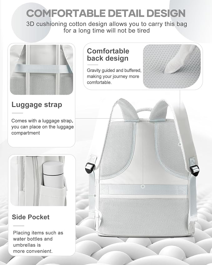coowoz Large Travel Backpack Carry On for Women Man Gym Backpacks with Laptop Compartment Mochila de Viaje Teacher Personal Item Backpack Rucksack Airplane Accessories Must Haves Grey - Image 5