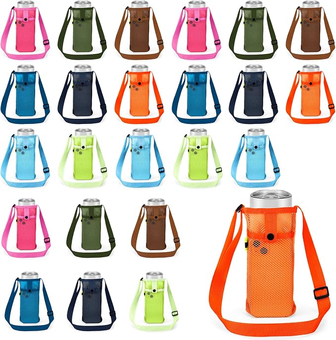 Tessco for you Water Bottle Sling Holder with Adjustable Shoulder Strap Water Bottle Mesh Carrier Bag Sleeve Pouch Holder for Walking Sports by Tessco