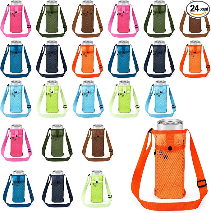 Tessco for you Water Bottle Sling Holder with Adjustable Shoulder Strap Water Bottle Mesh Carrier Bag Sleeve Pouch Holder for Walking Sports by Tessco