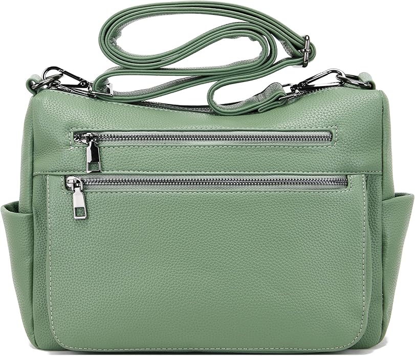 YZAOLL Large Crossbody Shoulder Bag for Women Vegan Leather Tote with Adjustable Wide Strap Work Purse with 10 Pockets