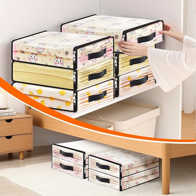SpaceWhisper 4 Pack Clear Storage Bags, Plastic Blanket Storage Bags with Zipper and Handle, Moving Bags for Comforter, Bedding & Clothes, Closet Organizer and Under Bed Storage (15.7x13.8x3.9 Inch) - Image 7