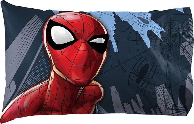 Jay Franco Kids Sheet Set with Fitted, Flat Sheets & Pillow Cover - Ultra-Soft Bedding with Pillowcase for Room Decor, White - Spiderman, 4 Piece Full - Image 2