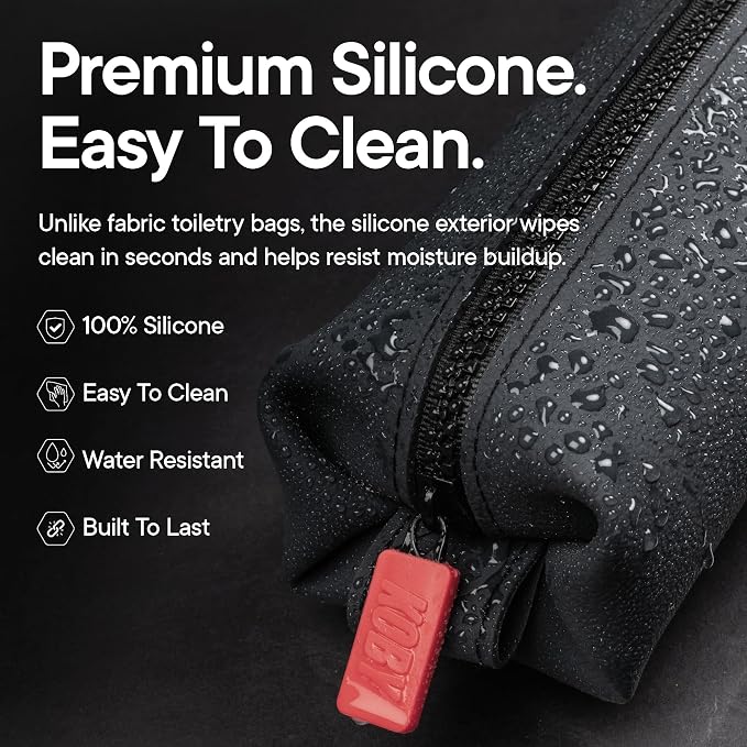 TOOLETRIES The Koby Dopp Kit, Premium Silicone Toiletry Bag for Men, Compact Leak-Resistant Travel Organizer with Heavy-Duty Zipper, Easy-to-Clean Grooming Bag – Mini 8.5" x 2.75" x 2", Charcoal - Image 4