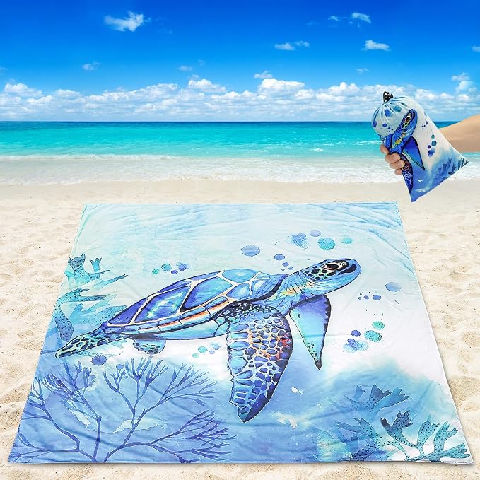 HIHOHO Beach Blanket Waterproof Sandproof Extra Large Beach Mat 79" X 83"/120"x108"for 1-8 Adults Quick Drying Durable Outdoor Picnic Mat for Beach Travel Camping Hiking - Image 2