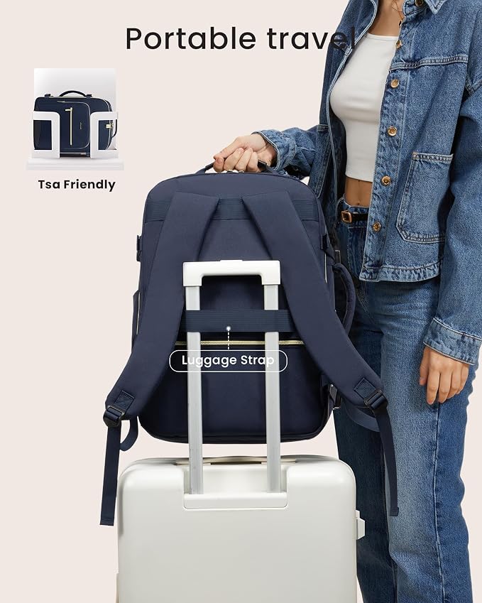LOVEVOOK 40L Large Travel Backpack for Women, Carry on Backpack Airline Approved, Waterproof Travel Essentials fits 18" Laptop, TSA Personal Item Travels Bag Sports Backpack with 3 Packing Cubes - Image 5