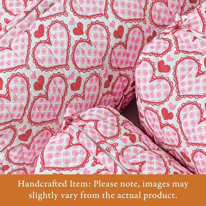 Saffron Marigold Quilted Makeup Bag Set of 3, Hand Block Printed Cotton Cosmetic Bags for Women, Waterproof Lined Travel Toiletry Bag, Coquette Aesthetic, Handmade Gift, Love Blooms - Image 2